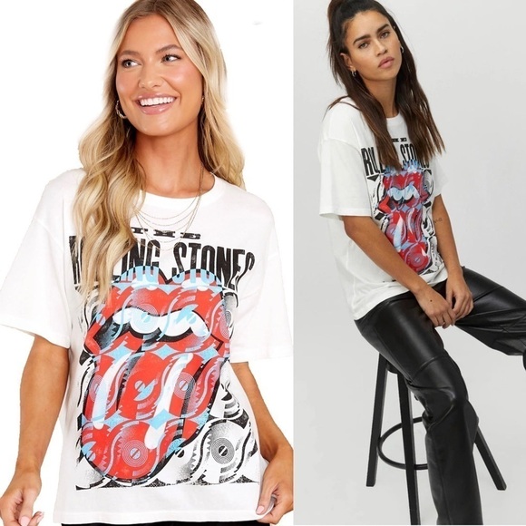 NWT DAYDREAMER Rolling Stones Tongue Album Graphic Boyfriend Rock Band Tee 2X - Picture 1 of 7